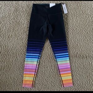 NWT Calvin Klein High Rise Performance Sunrise Stripe Tangelo Leggings Size XS